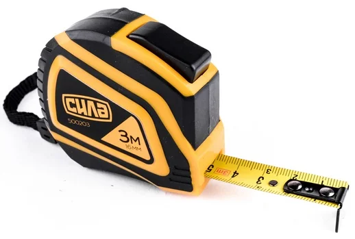 Рулетка прогумована з автостопом 3м х 16мм Сила (500203)