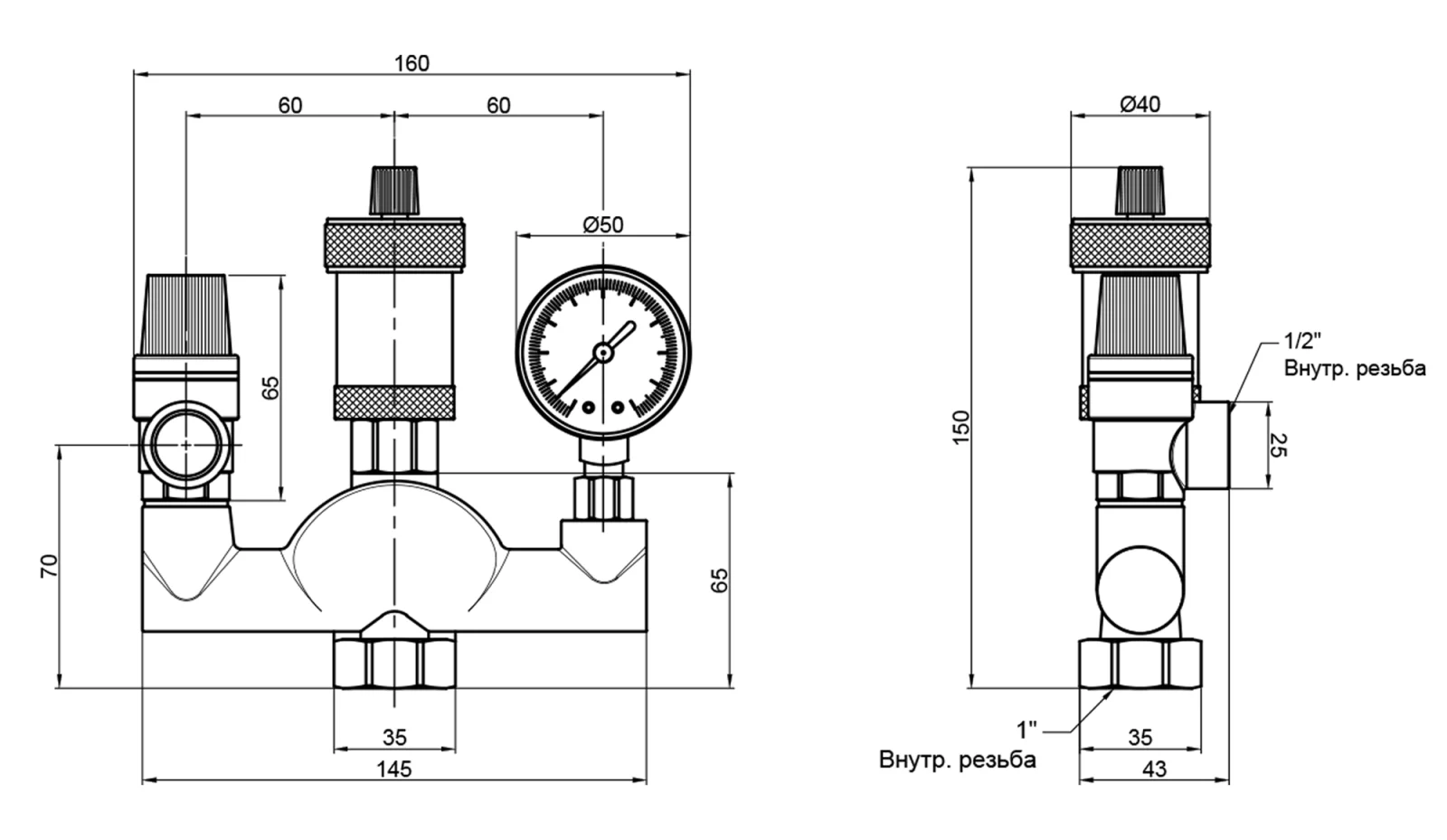 Група безпеки котла Thermo Alliance Standart 1"В для котла (у зборі) SD290 - фото 7