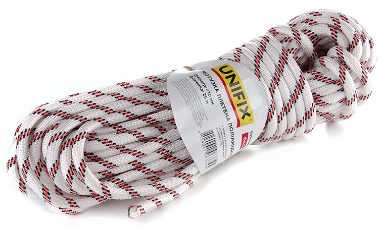 Мотузка плетена поліамідна (капронова) ФАЛ 25м 10мм Unifix (699608)
