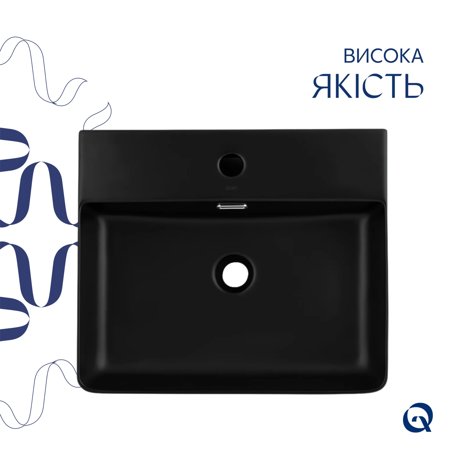 Раковина Qtap Nando LT 500х420х130 Черный - фото 4