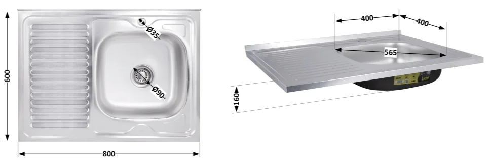 Кухонна мийка Brinex 6080-R (satin) 0,6 мм