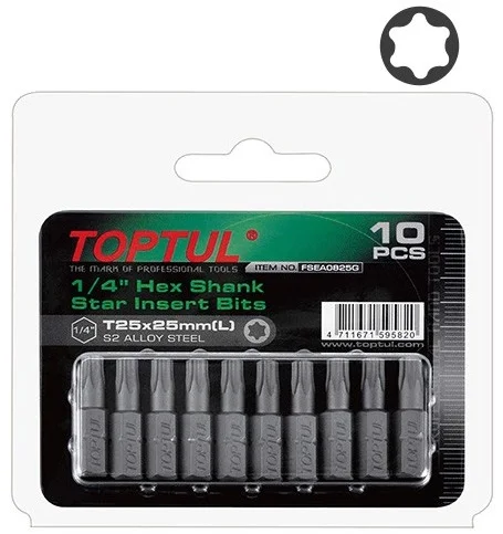 Набір біт 1/4" TORX T40 L=25мм 10од. Toptul (FSEA0840G)