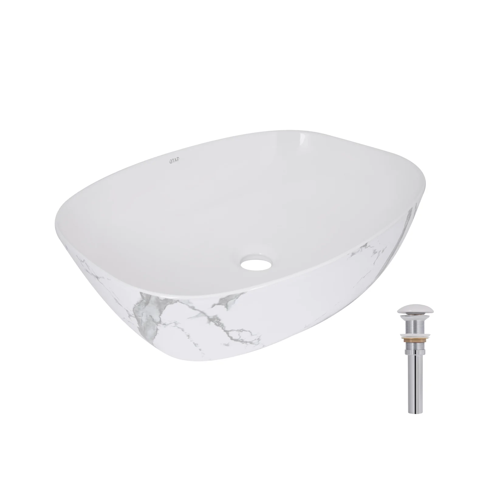 Раковина Qtap Cardinal 500х380х140 с донным клапаном Мрамор