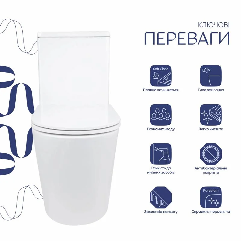 Унітаз-моноблок Qtap Kolibri Ultra Quiet QT10226380W (Soft-close) - фото 3