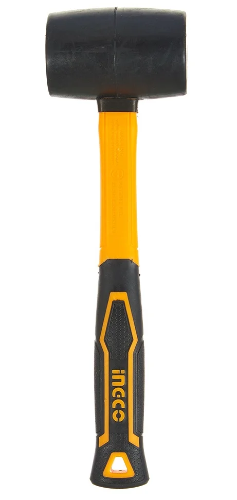 Гумовий молоток 450 г чорний, фіберглас Ingco (HRUH8216)