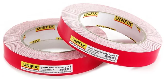 Стрічка клейка двостороння на спіненій основі 5 м 19 мм Unifix Біла (PN-1905W)