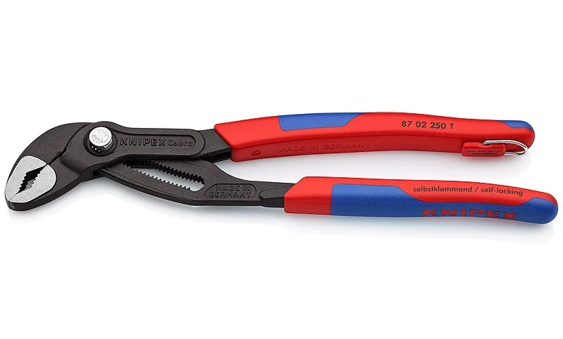 Кліщі розвідні сантехнічні Cobra зі страхувальним кріпленням 2" Knipex (0-50мм) L=250мм (87 02 250 T)