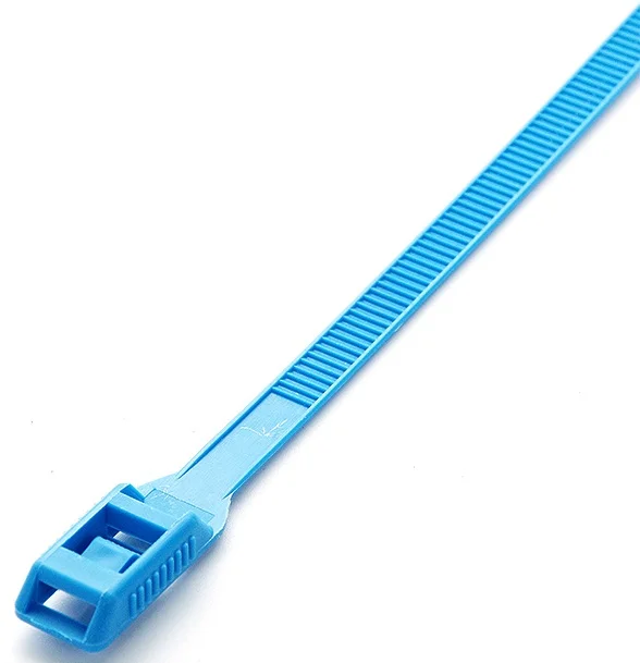 Стяжка нейлонова кабельна з низьким профілем замку 8x400 блакитна Apro (CTLC-1640)