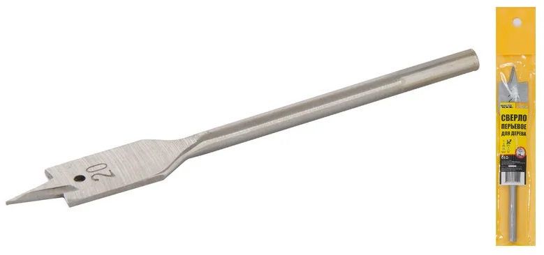 Свердло по дереву пір'яне Ø 20 мм L152 мм з шестигранним хвостовиком MasterTool (12-0200)