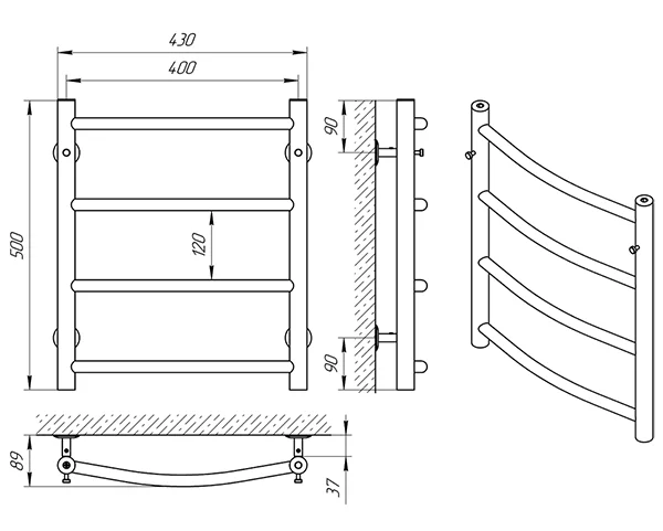 Рушникосушка Laris Класік П4 400 x 500