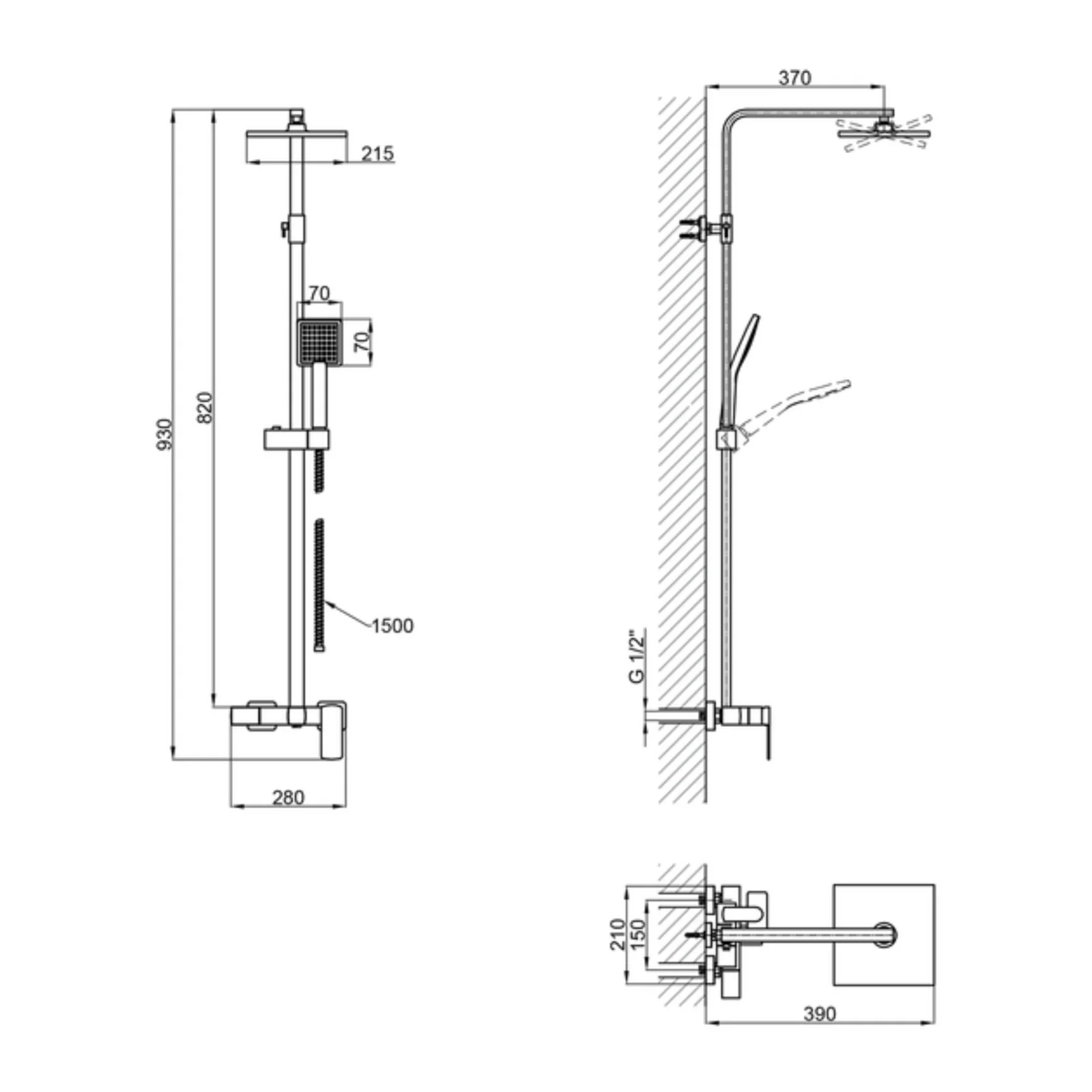Душова система Qtap Sloup QTSLO53103KNC49198 Хром - фото 2