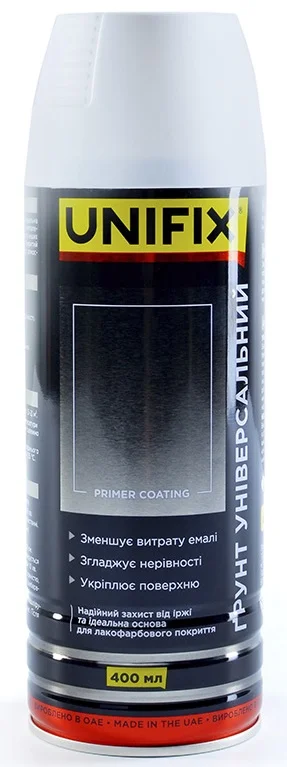 Емаль акрилова ґрунтувальна універсальна RAL 9010 Біла матова 400мл Unifix (951001)