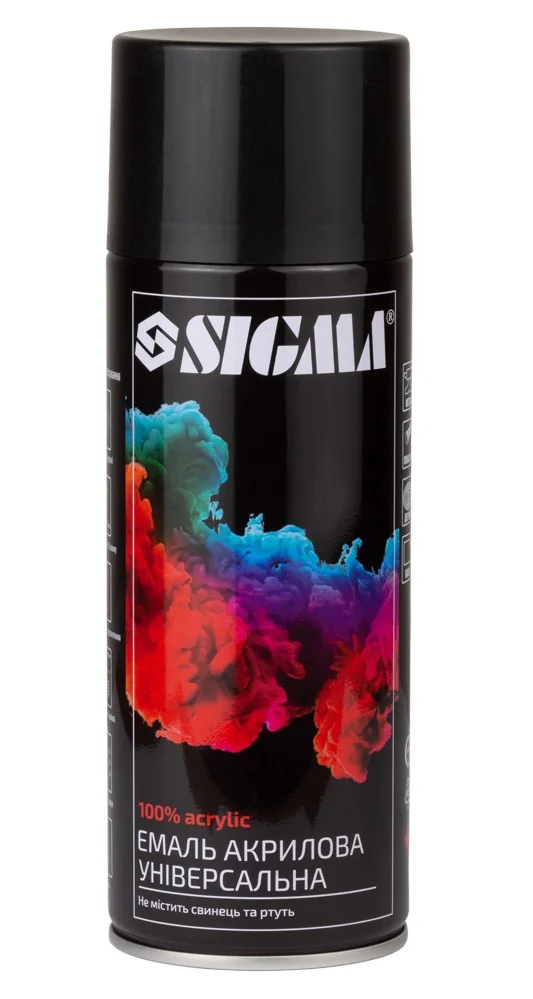 Емаль аерозольна акрилова RAL 9005 Чорний глянець 400мл Sigma 2736631