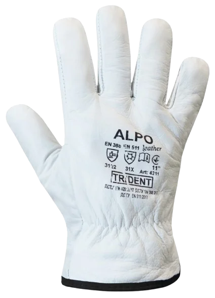 Рукавички зимові шкіряні на флісовій підкладці Alpo Trident (4211)
