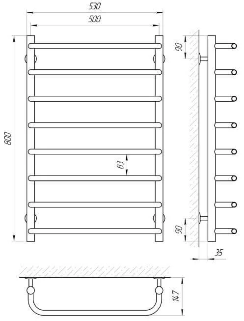 Рушникосушка Електрична Laris Стандарт П8 500 х 800