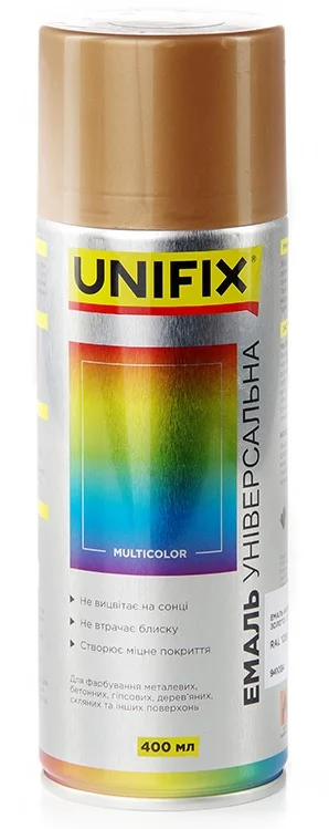 Емаль акрилова універсальна RAL 1036 Золото глянець 400мл Unifix (941034)