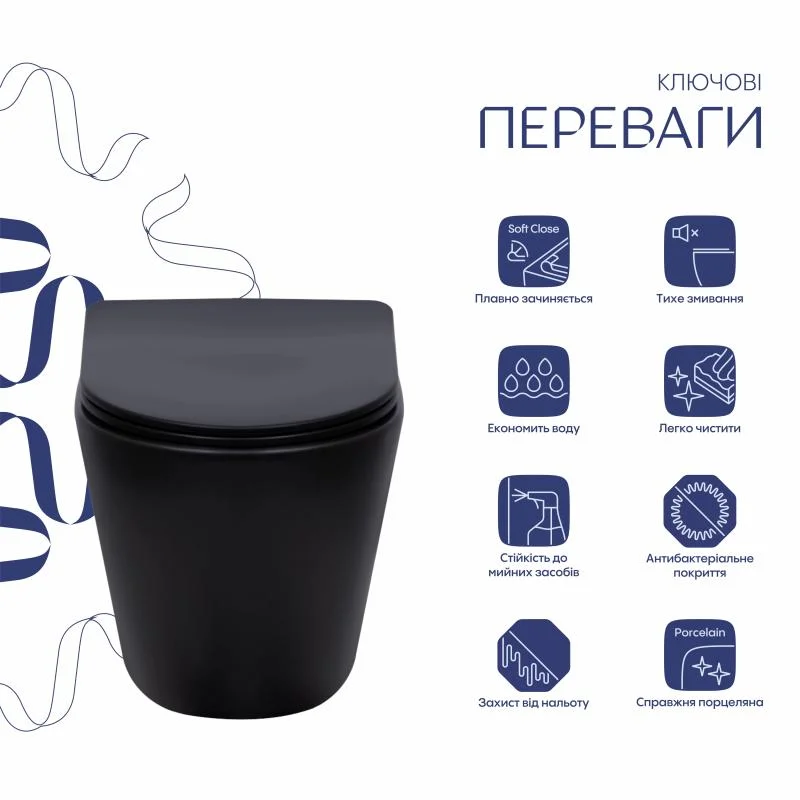 Унітаз підвісний Qtap Scorpio Ultra Quiet QT14332380AMB Чорний (Soft-close) - фото 3