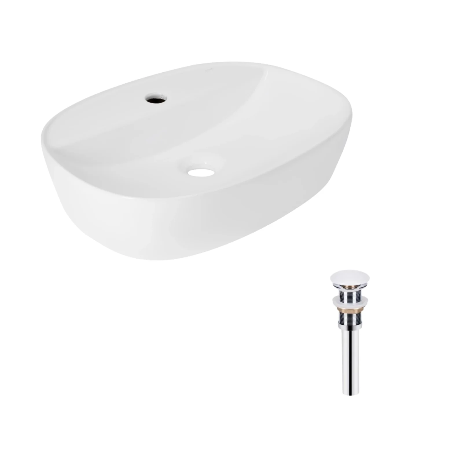 Раковина накладная овальная Qtap Scorpio 500x380x120 мм White с донным клапаном PU02