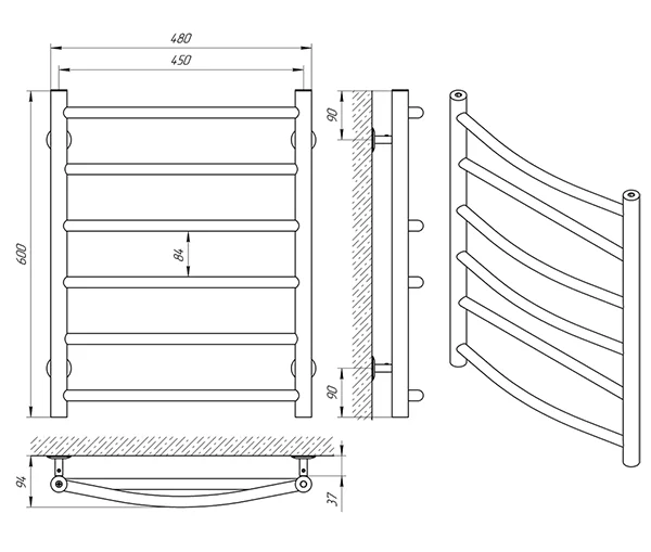 Рушникосушка Laris Мікс П6 450 х 600