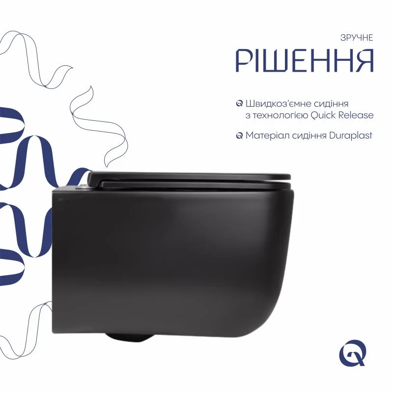 Унітаз підвісний Qtap Gemini QT2533076EUQMB Чорний (Soft-close) - фото 4