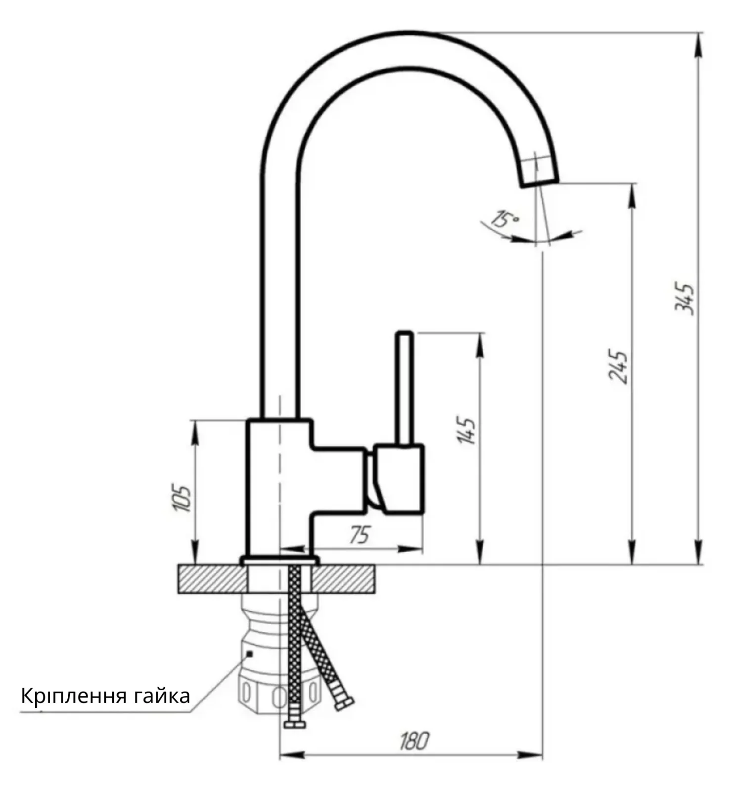 Змішувач для кухні Lidz Aria 015F (k35) LDARI015FNKS21689 Nickel - фото 6
