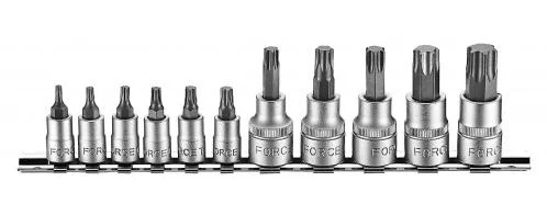 Набір біт у головці 1/4"+3/8" L32мм+L50мм TORX T10H-T60Н з отв. 11од. Force (2112I)