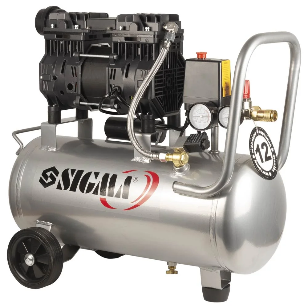 Компресор двоциліндровий безмасляний 1.1кВт 160л/хв 24л Sigma (7042521)