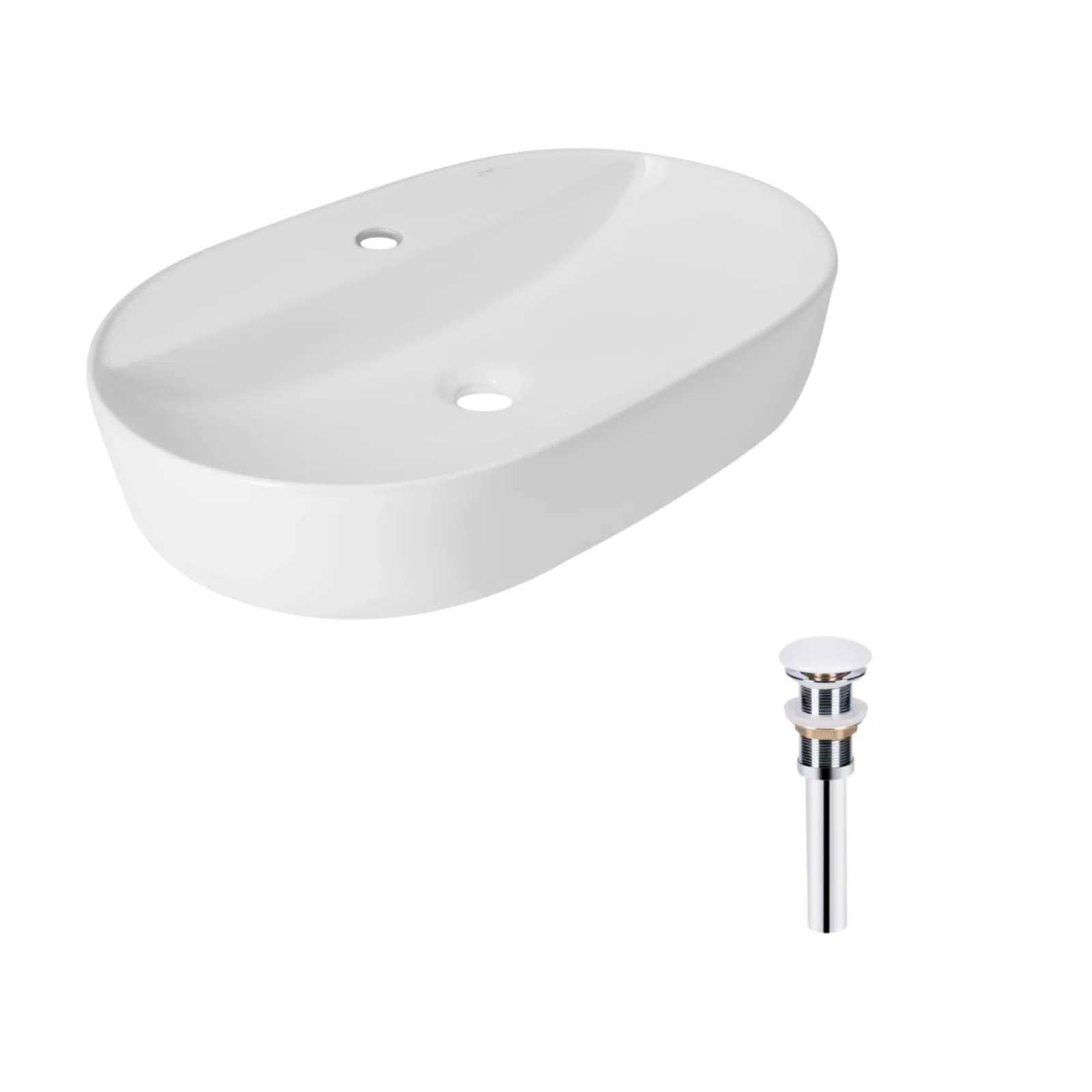 Раковина накладная овальная Qtap Scorpio 600х400х120 мм White с донным клапаном PU02