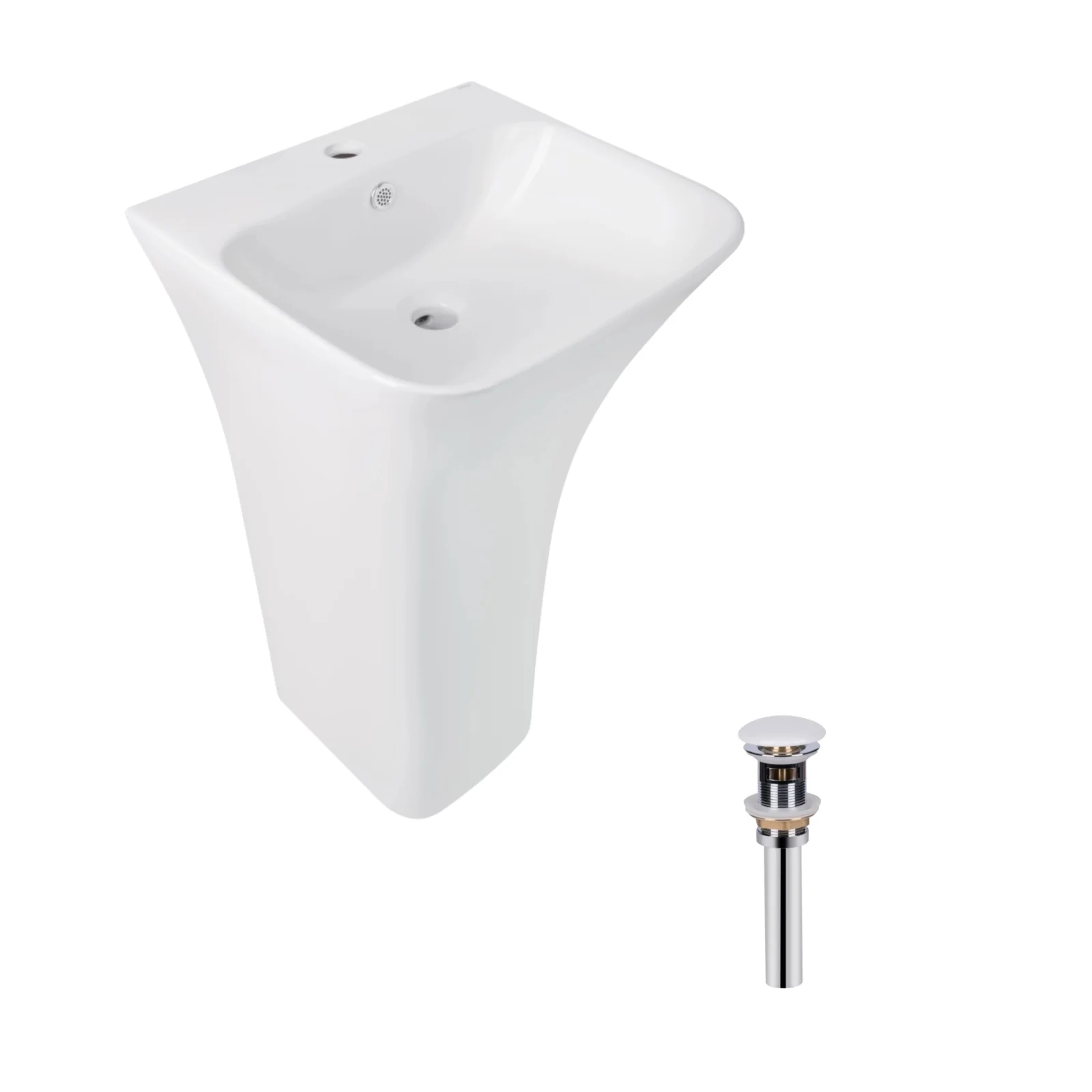 Раковина напольная моноблок Qtap Crow 445x420x840 мм White с донным клапаном PU02O