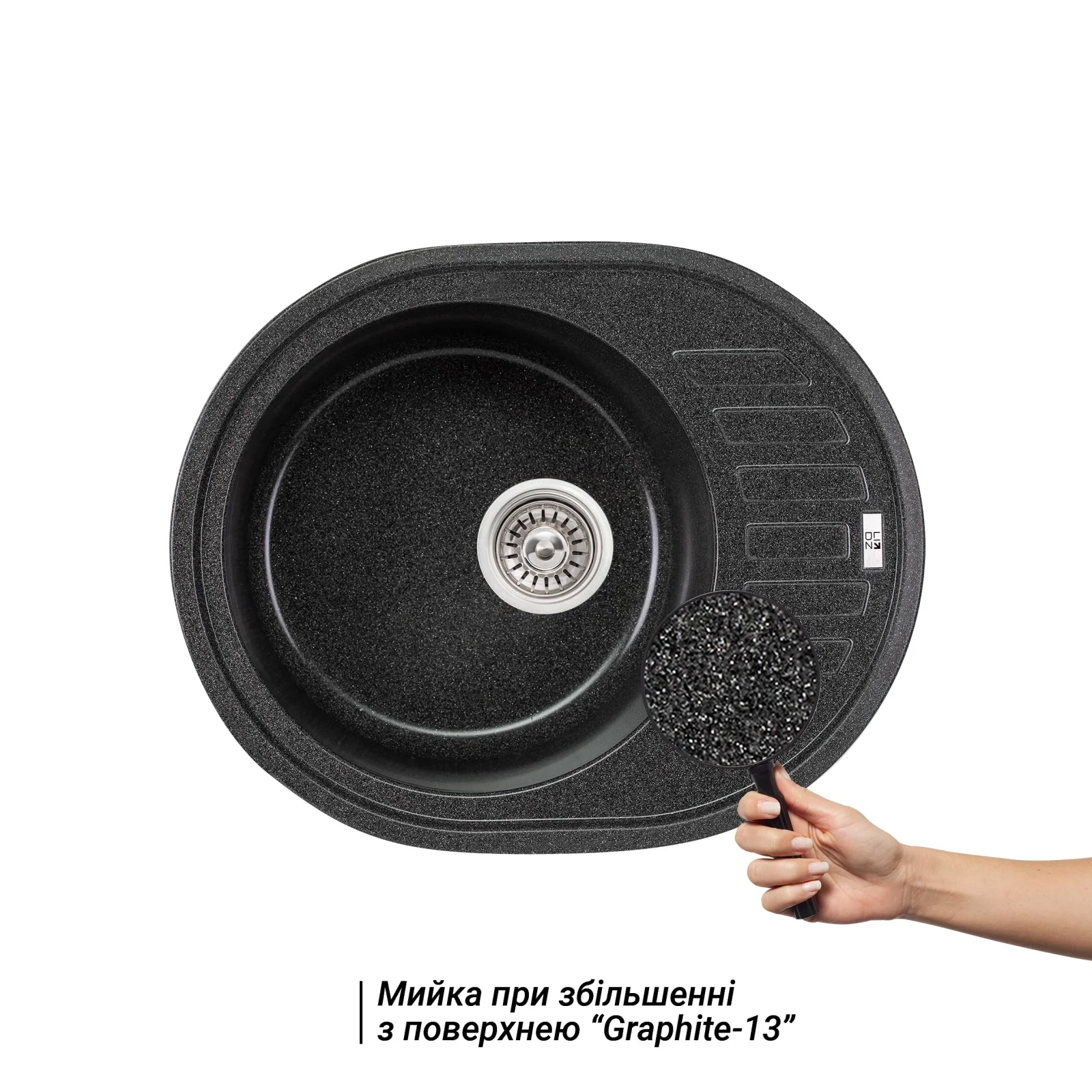 Кухонная мойка Lidz (GRF-13) 620x500/200 Графит - фото 3