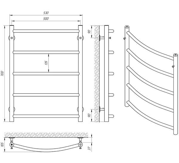 Рушникосушка Laris Флеш П5 400 x 700