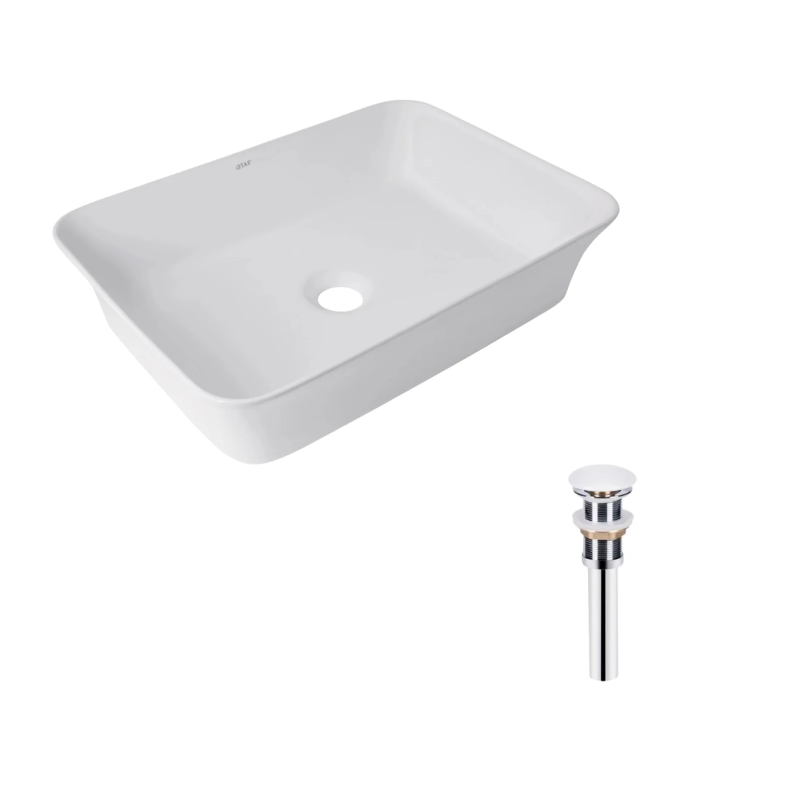 Раковина накладная прямоугольная Qtap Virgo 490х350х110 мм White с донным клапаном PU02