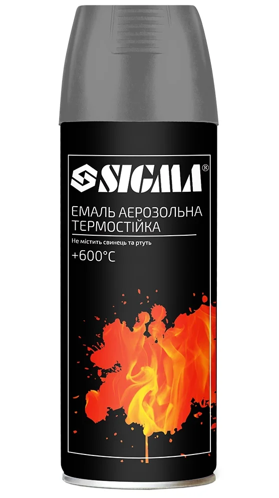 Емаль аерозольна акрилова термостійка +600°C RAL 9065 Срібний матова 400мл Sigma 2736061
