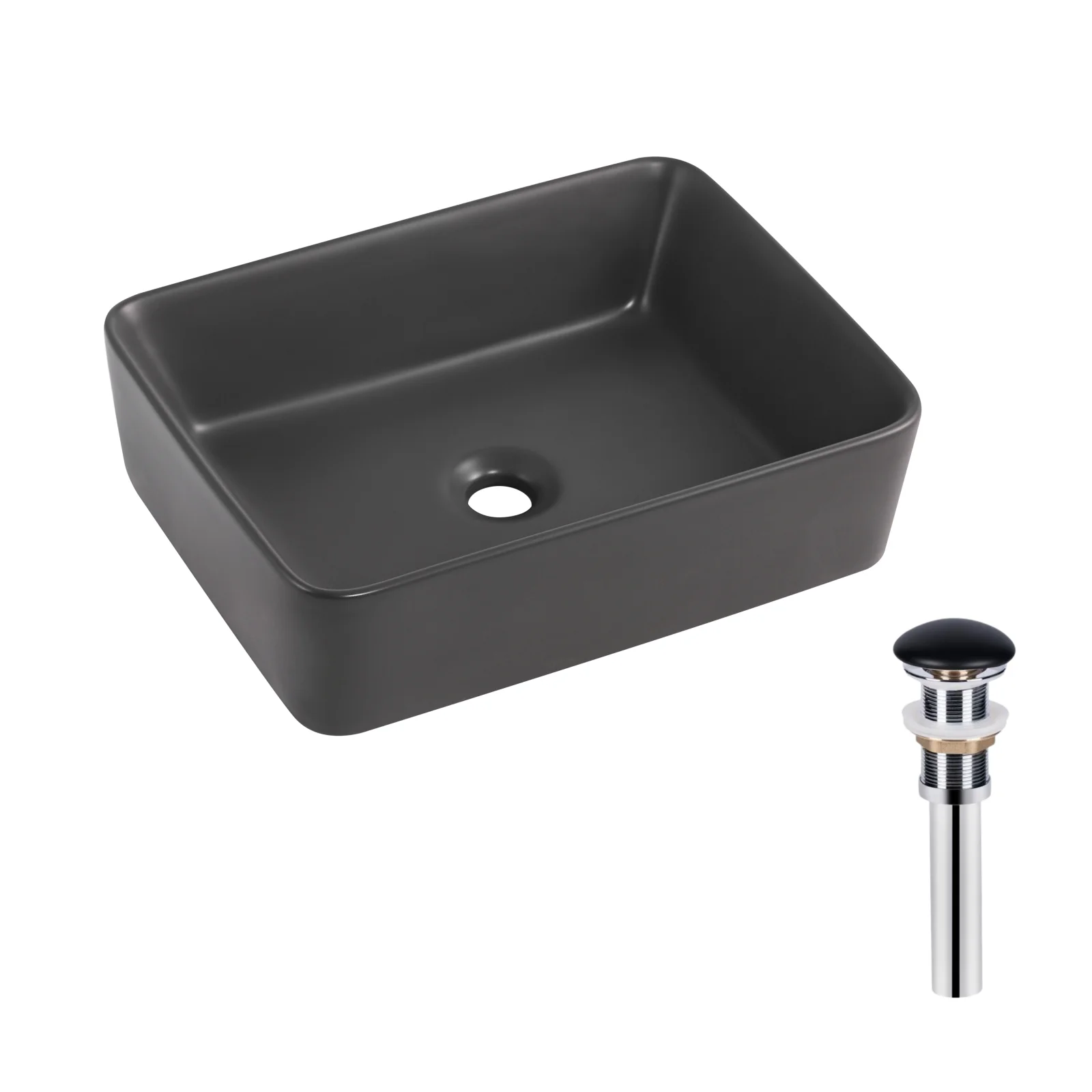 Раковина Qtap Tern 480x370x135 с донным клапаном Антрацит