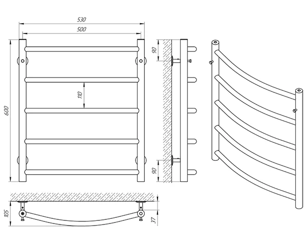 Рушникосушарка Laris Флеш П5 500 x 600