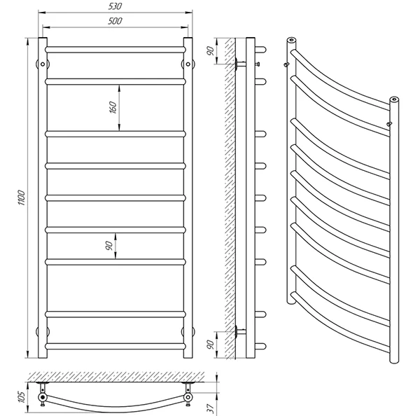 Рушникосушка Laris Флеш П9 500 x 1100