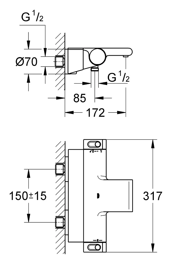 Смеситель для душа и ванны Grohe Grohtherm 2000 34464001 - фото 2
