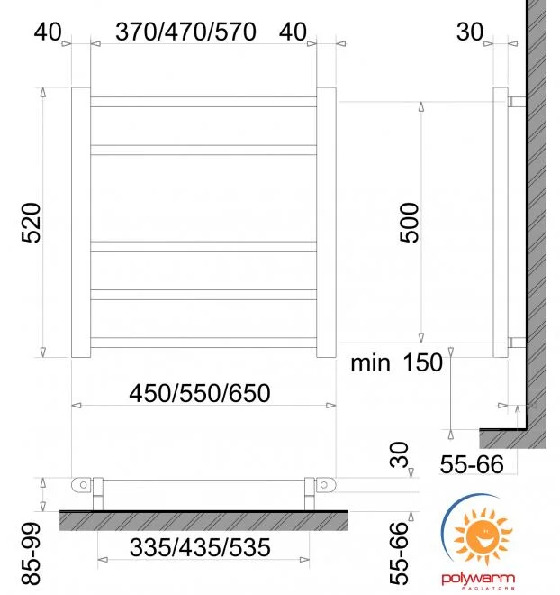 Рушникосушка Polywarm Kraft Sensor ER 5/55 Wi-Fi