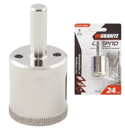 Свердло трубчасте з алмазним напиленням для скла та кераміки Ø 24 мм Granite (2-01-224)