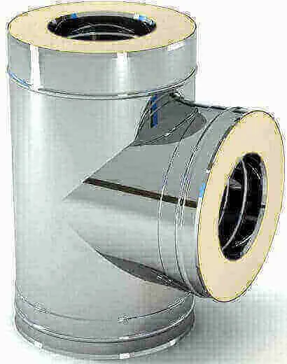 Трійник димохідний утеплений 87° стінка 0,8 мм (нерж/оц)