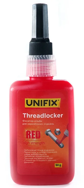 Фіксатор різьби для нерозбірних з'єднань червоний 50 г Unifix (940023)