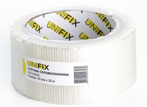 Стрічка клейка скловолоконна 20 м 50 мм 150 мкм Unifix (STV-5020)