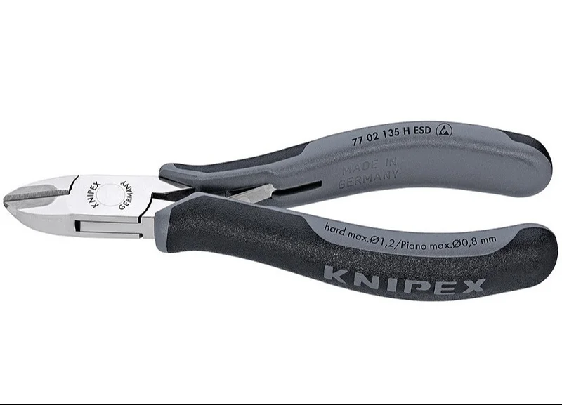 Кусачки бічні для електроніки антистатичні з запресованим лезом з твердих сплавів Knipex L=135 мм (77 02 135 H ESD)