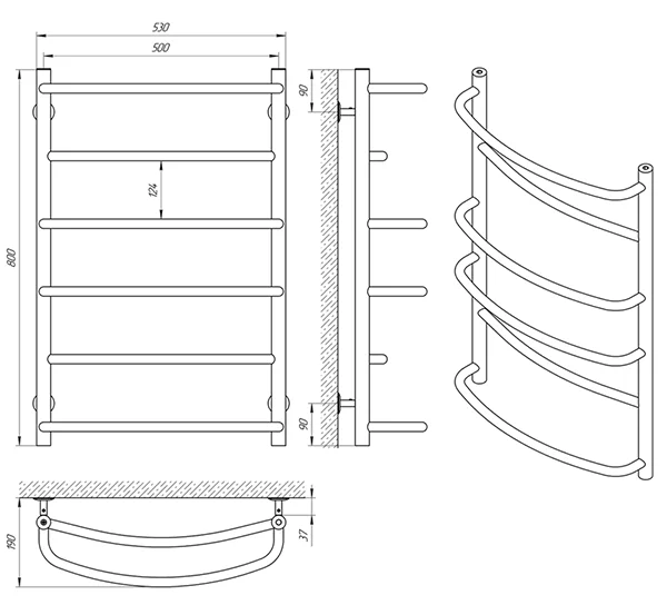 Рушникосушка Laris Єврофлеш П6 500 x 800