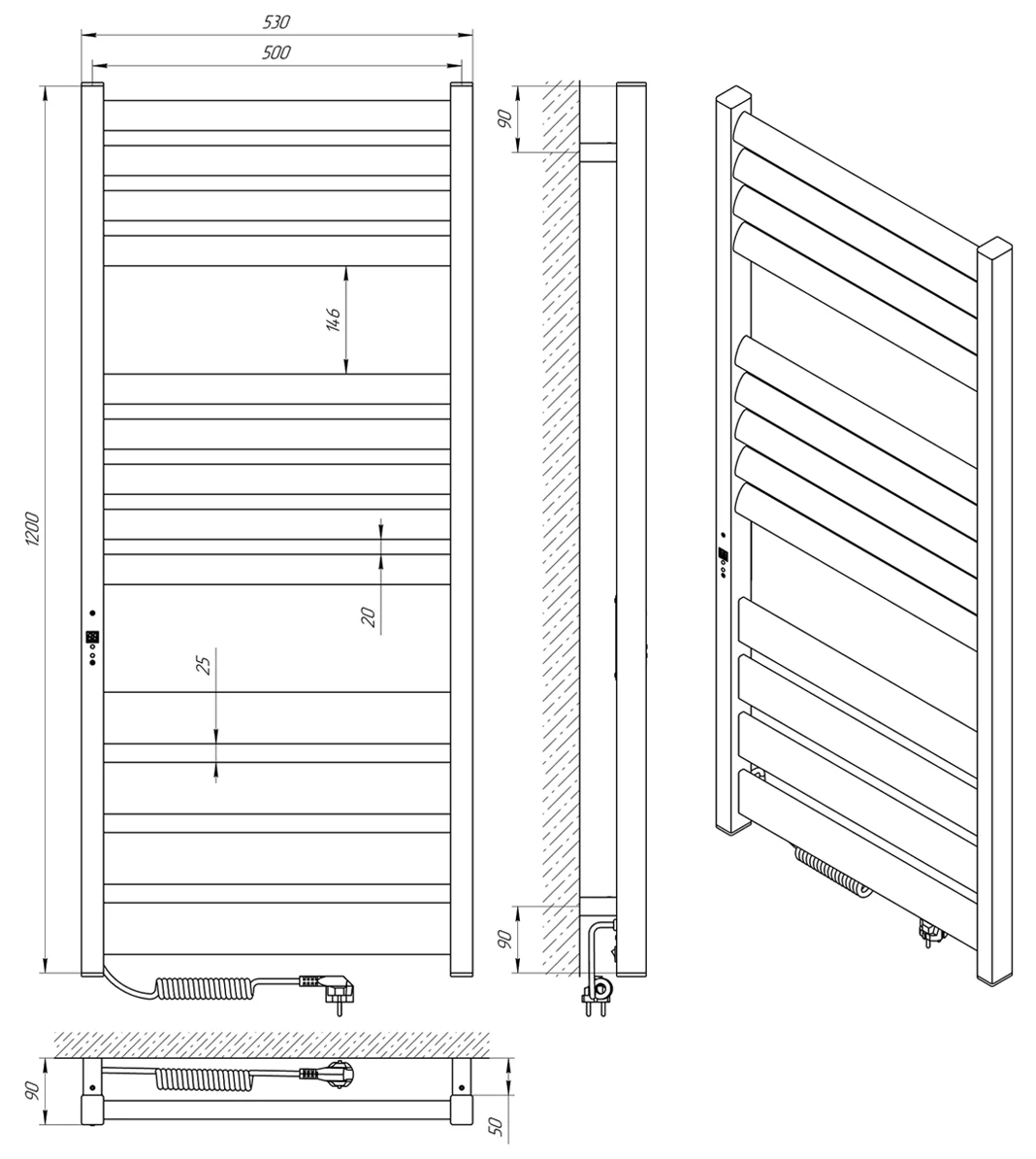 Рушникосушка Електрична Laris Лавина ЧКЧ13 500 х 1200