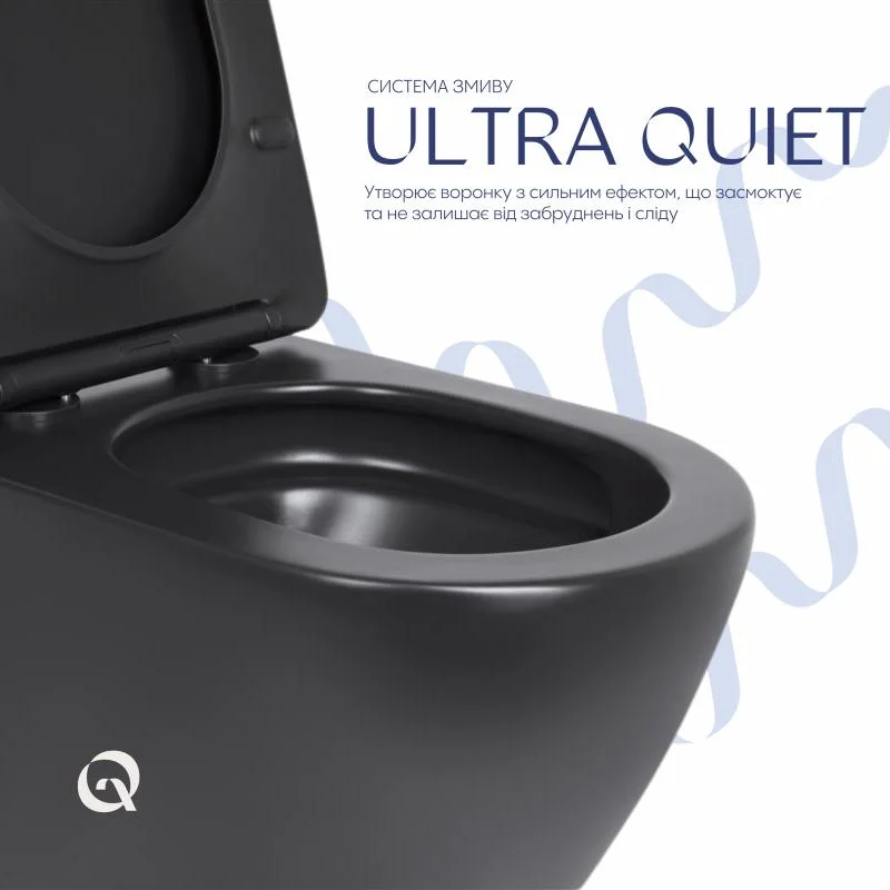 Унітаз підвісний Qtap Robin New Ultra Quiet QT13332381АSMB Чорний (Soft-close) - фото 5