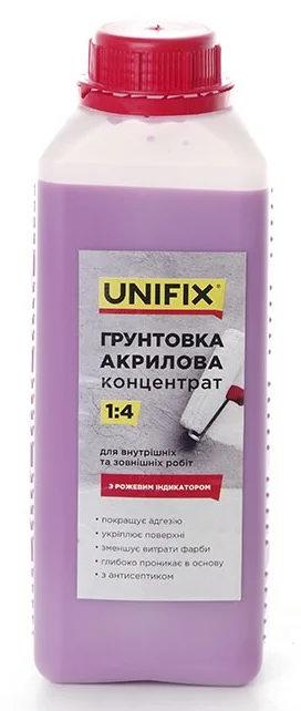 Ґрунтовка акрилова концентрат 1:4 глибокого проникнення 1кг (з індикатором) Unifix (951111)