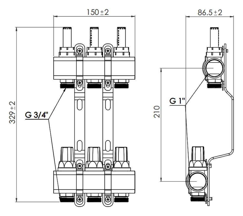 Коллектор латунный SD Forte с расходомером 1"х3 SF001W3 - фото 2