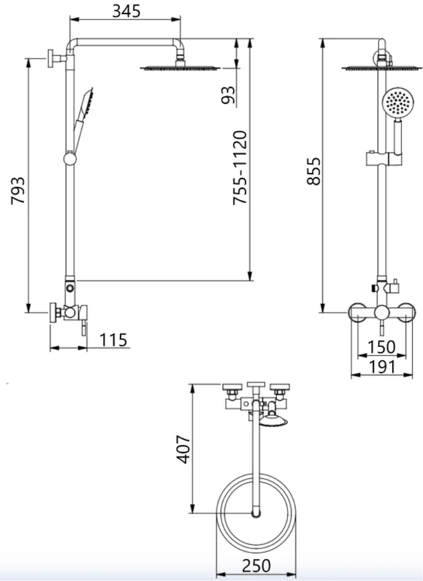 Душова система для кабіни Lidz Aria 1020 Nickel - фото 2