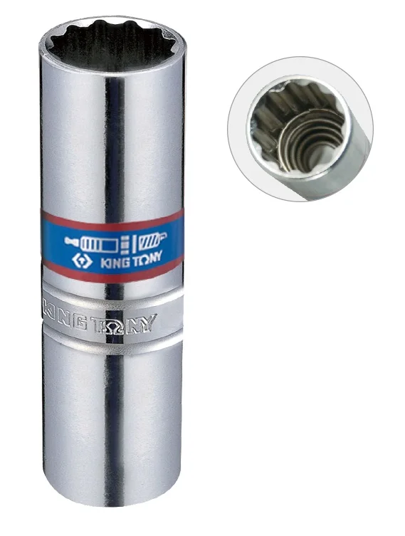 Головка свічкова 3/8" 14мм 12-гранна з гумовим фіксатором King Tony (36A014)